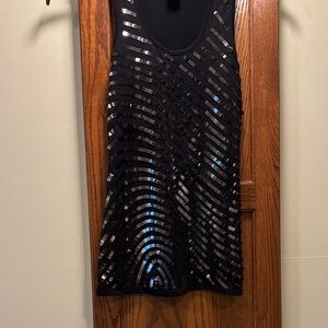 NWT Arden B Black Top with Multicolor Sequin Accents - size XS